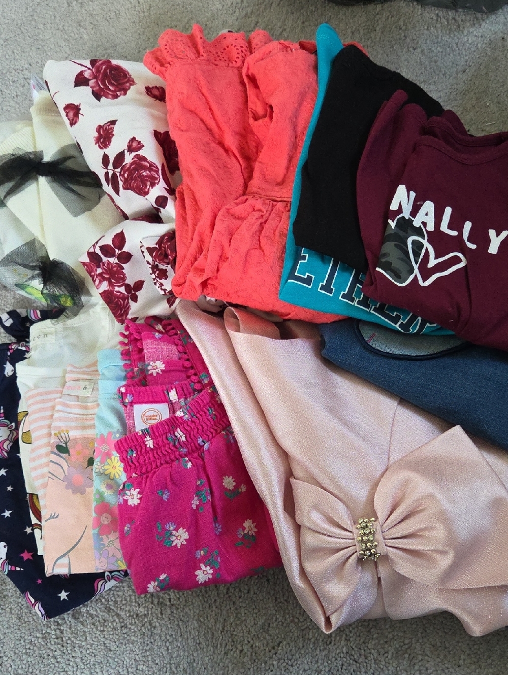 Assorted Kids Clothing Lot - Pink, Coral, Burgundy
